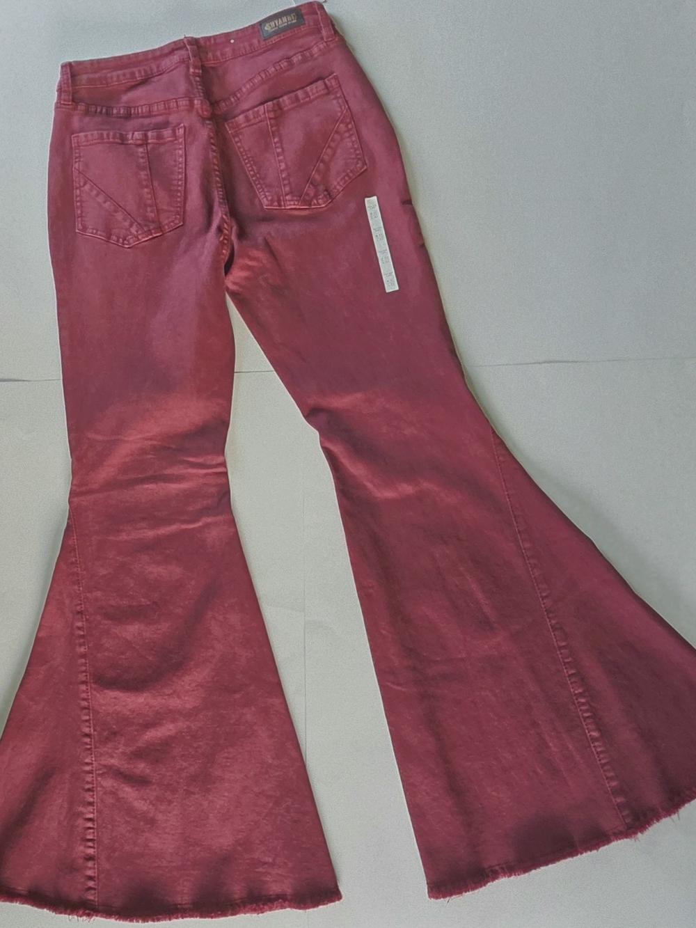 NWT Shyanne Boot Barn Wine Flare Jeans 31x32 High Rise Fray Bell Bottom Western